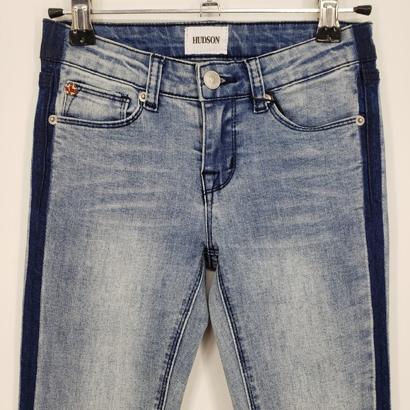 Hudson Kids Tilly Skinny Jeans 12 Girls Ankle Raw Frayed Hem Light Wash Blue NEW - Picture 4 of 9